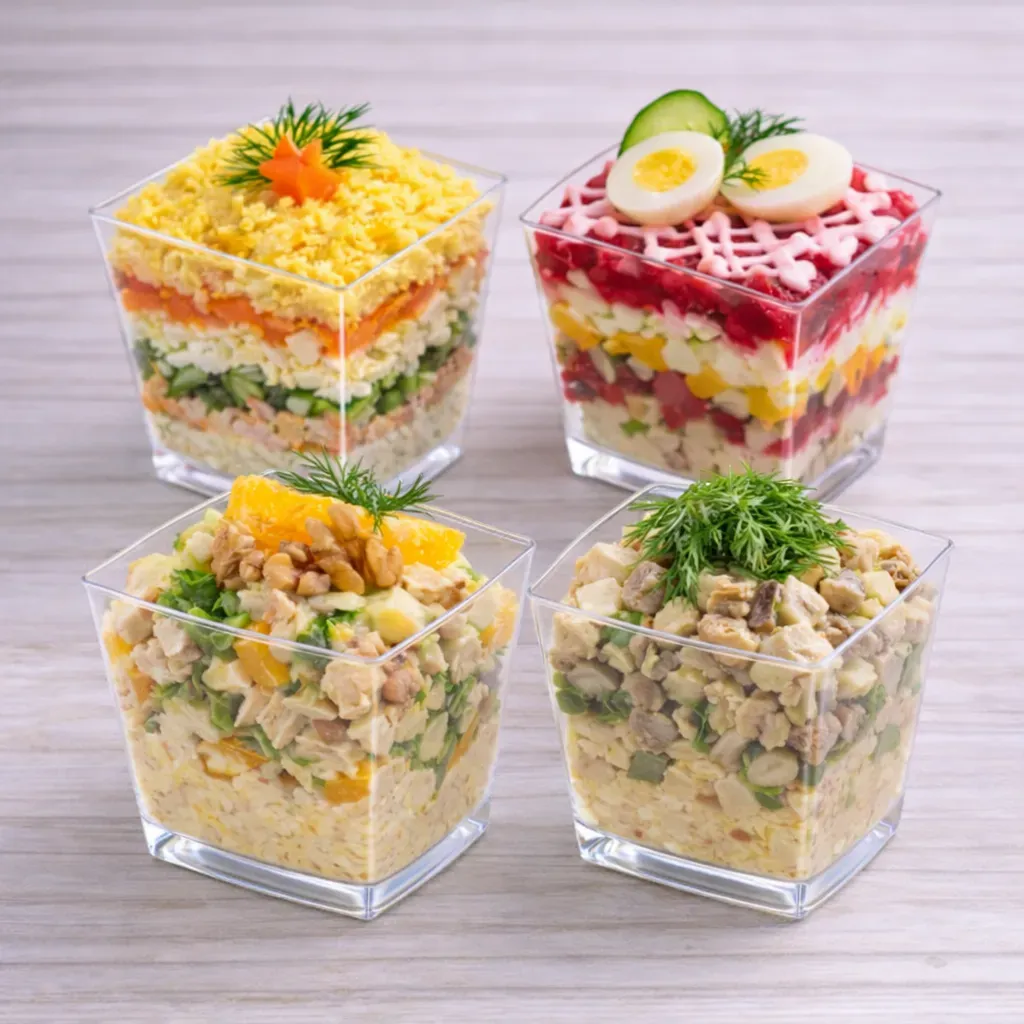 
            
                Кейтеринг Покровка: Сет мини-салатов — разнообразие свежих салатов для фуршета в офис Нижний Новгород
            
             1460 г 
        