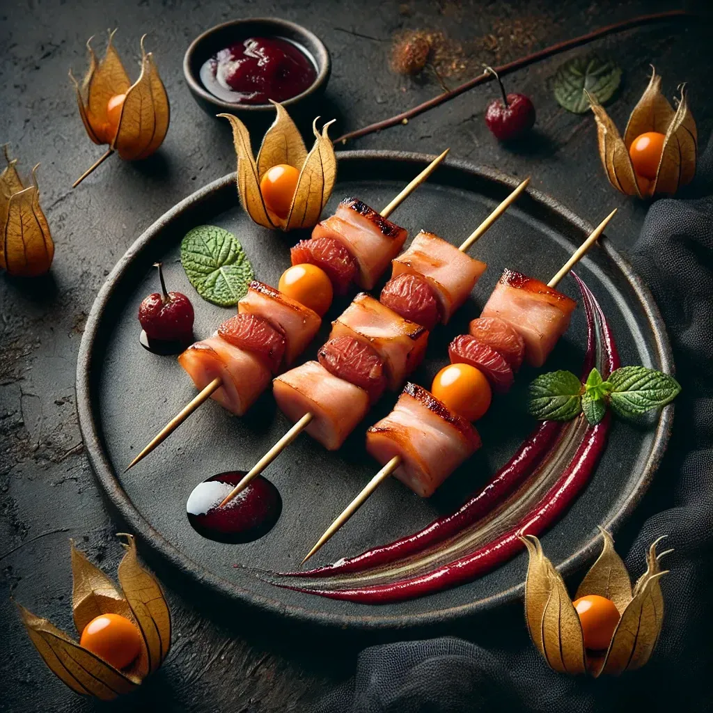 Канапе Копченая индейка с физалисом и ягодным конфитюром - изысканный вкус