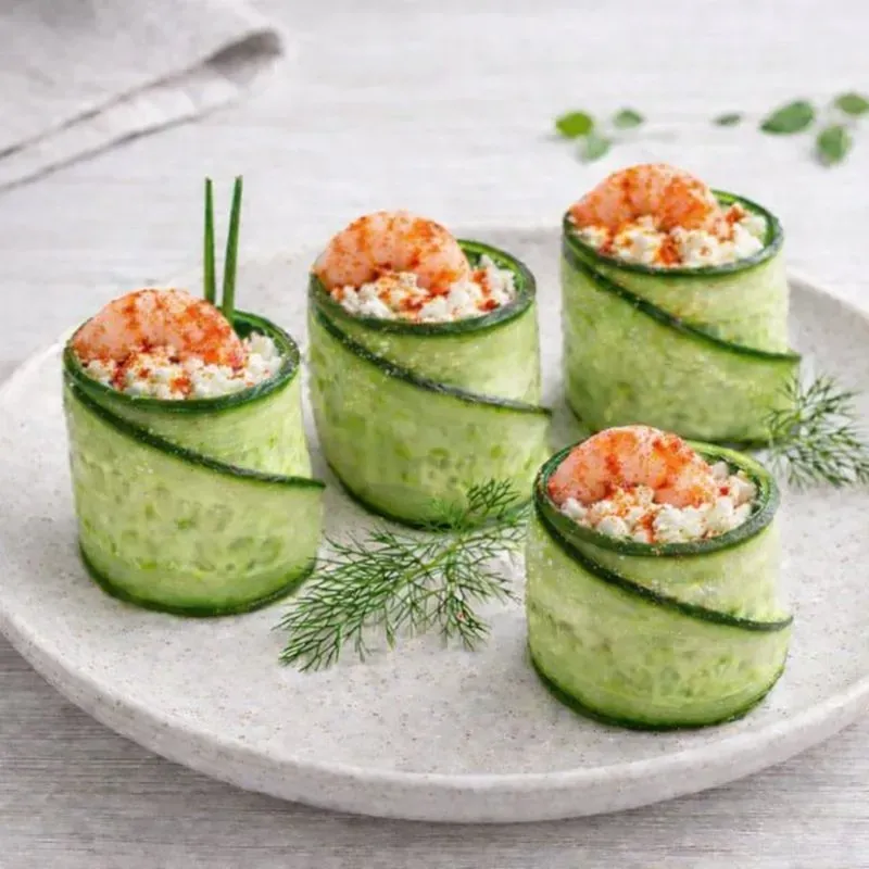 
            
                Кейтеринг Покровка: Канапе из креветок и огурцов со сливочным сыром — заказать в Нижнем Новгороде
            
             30 г 
        