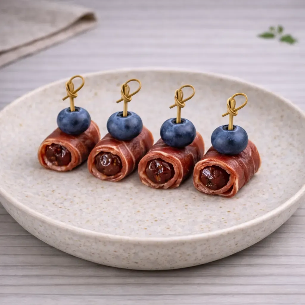 
            
                Мини-рулетики из выдержанного вяленого мяса с сочными финиками | Кейтеринг заказать онлайн
            
             28 г 
        