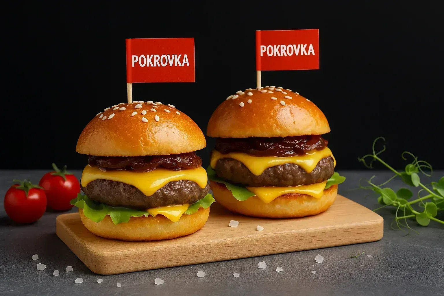 
            
                Мини-гамбургер с сыром и карамелизованным луком
            
             130 г 
        