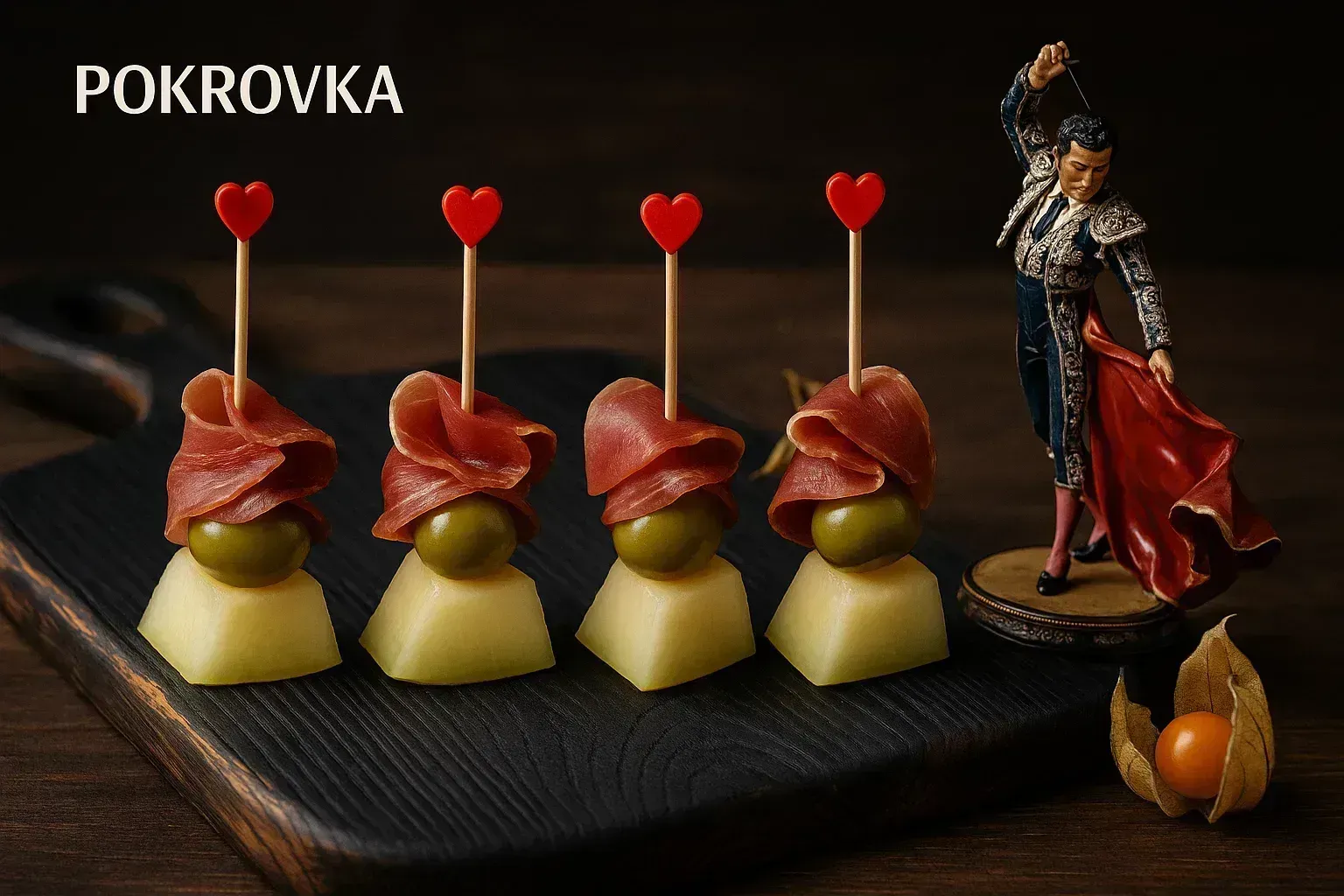 
            
                Канапе с хамоном, дыней и оливкой
            
             30 г 
        