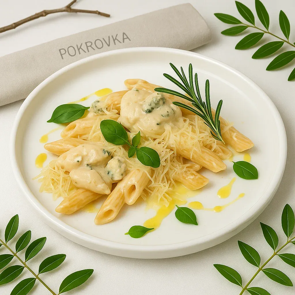 
            
                Пенне с курицей в сливочном соусе и пармезаном
            
             300 г 
        