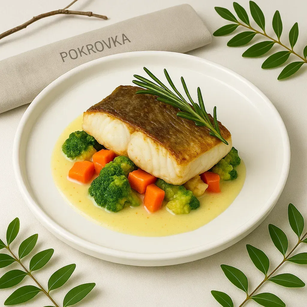 Треска с овощами и йогуртовым соусом