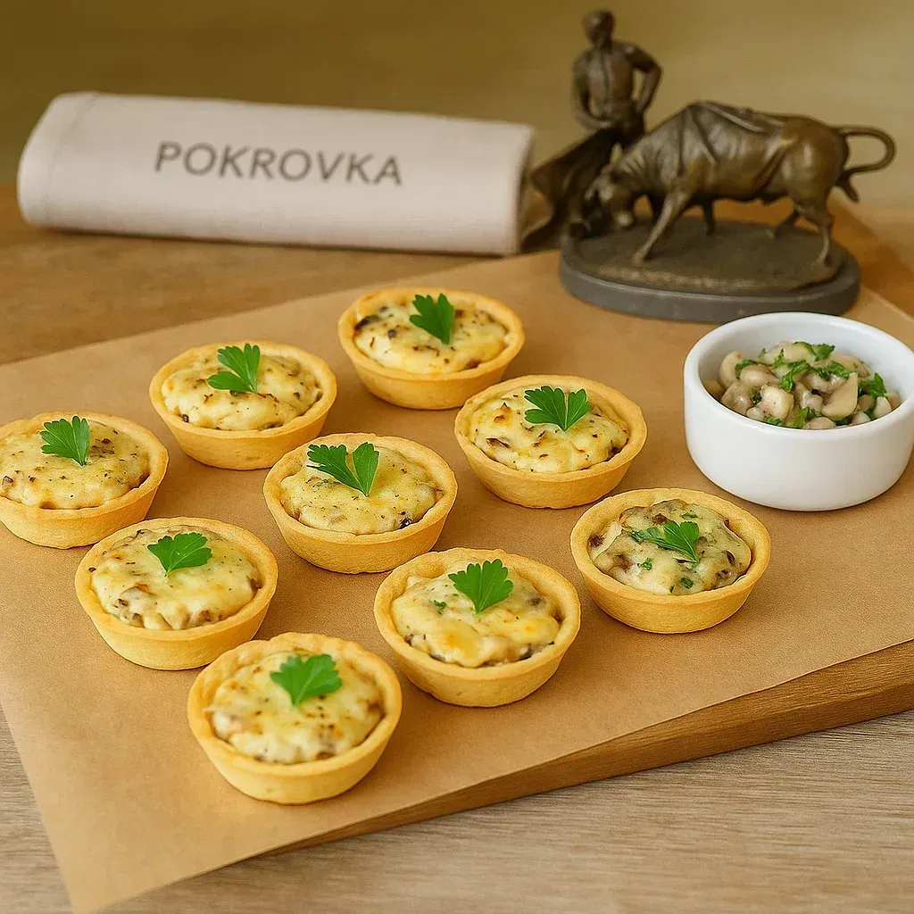 
            
                Мини-жульены с шампиньонами в сливках и нежной моцарелле - купить онлайн
            
             30 г 
        