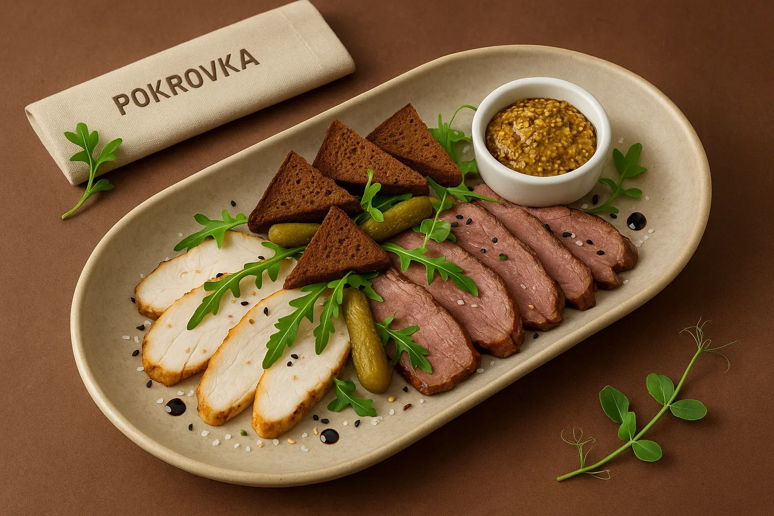 
            
                Ассорти мясное с ржаными гренками и горчицей - заказать онлайн
            
             200 г 
        