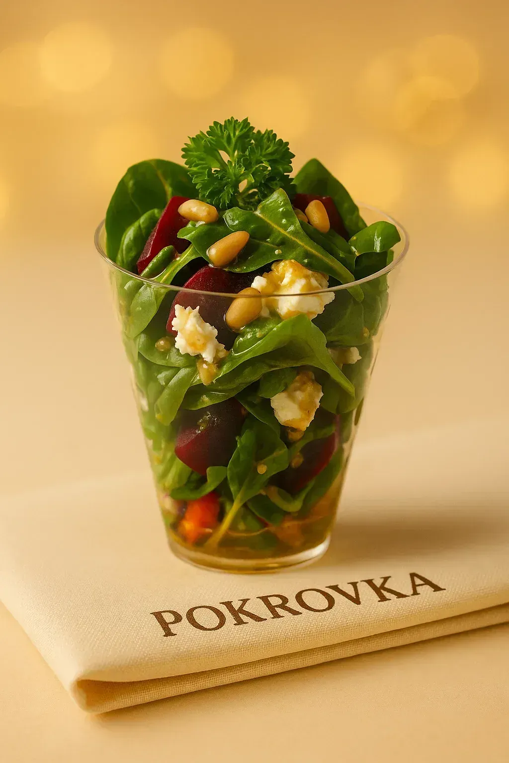 
            
                Салат с козьим сыром, кедровыми орешками и медово-горчичным соусом
            
             70 г 
        
