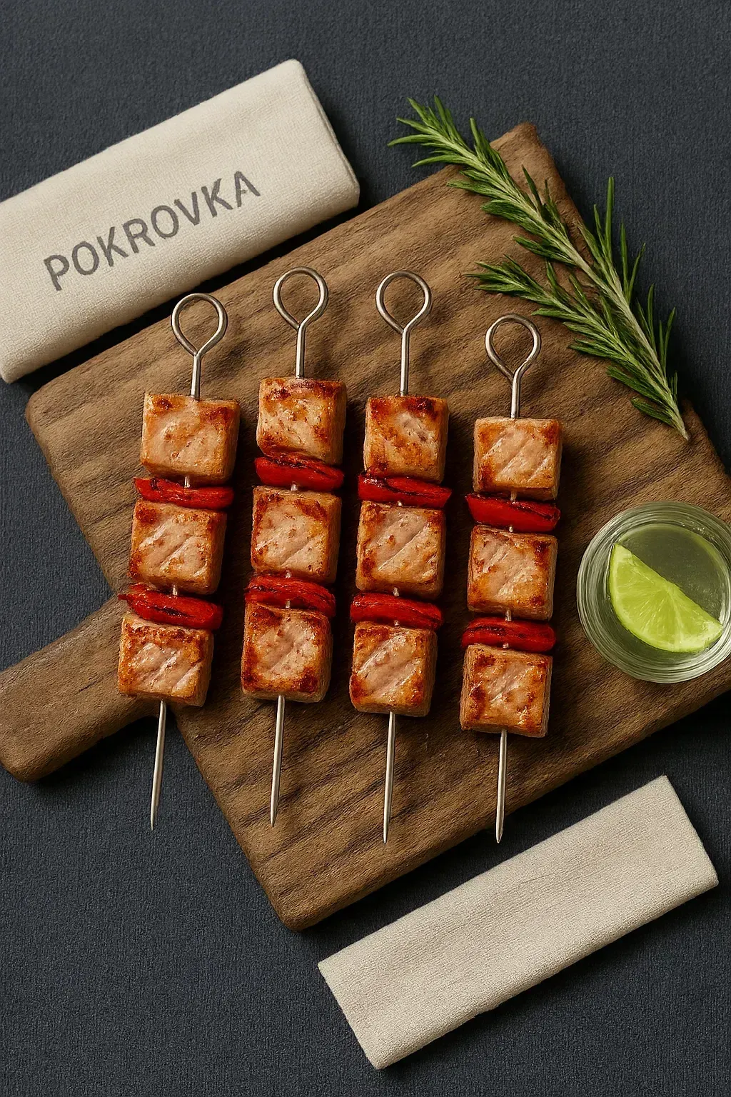 Мини-шашлычок из тунца с соусом из авокадо