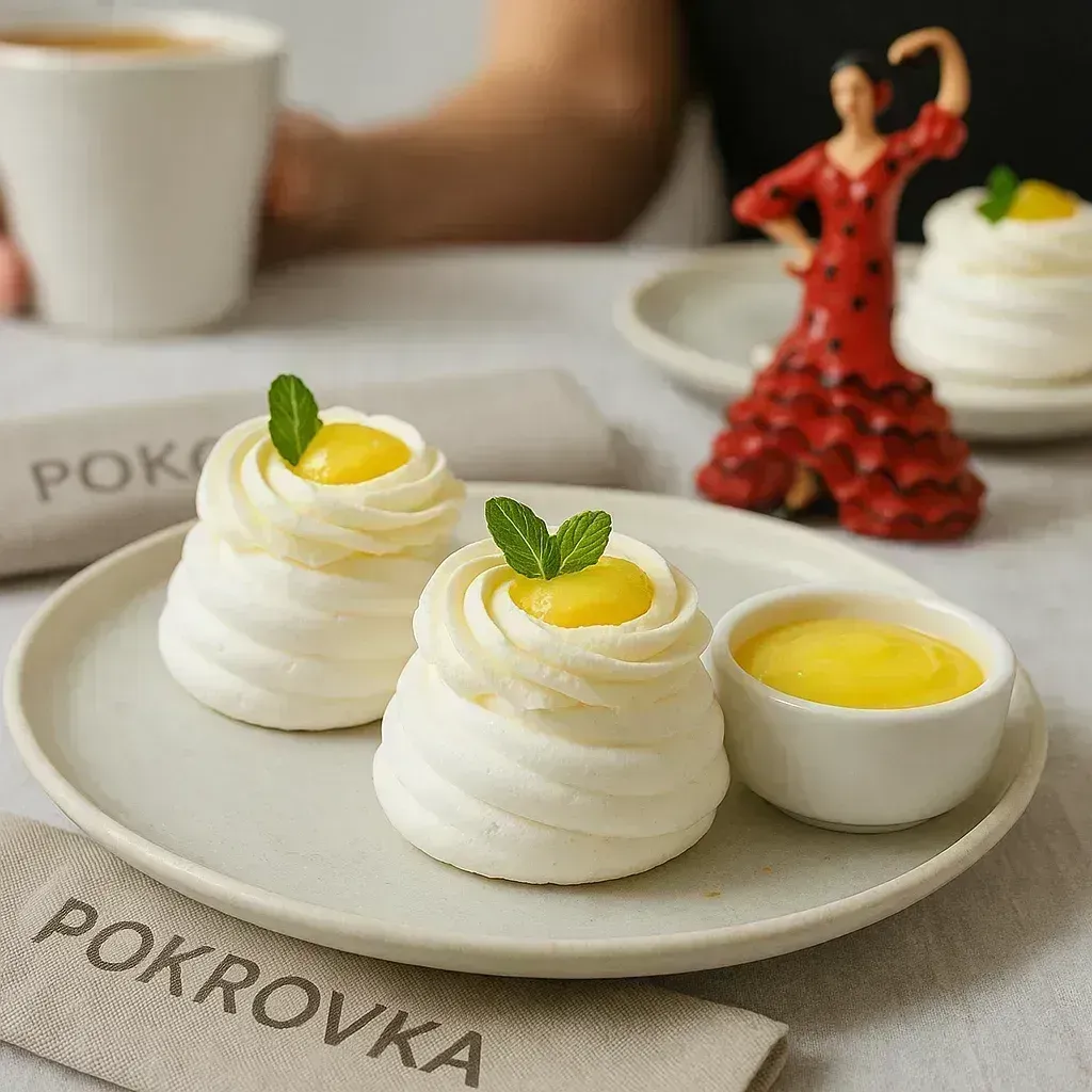 Заказать пирожное Павлова с лимонным курдом и мятой — кейтеринг Нижний Новгород, 40 г