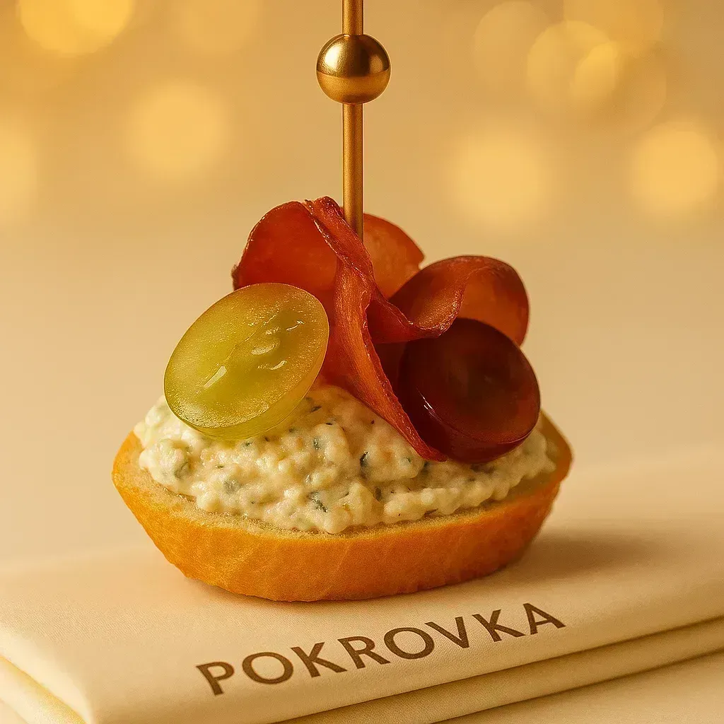 
            
                Заказать мини-брускетты с хамоном и сыром Dorblu для кейтеринга в Нижнем Новгороде
            
             30 г 
        