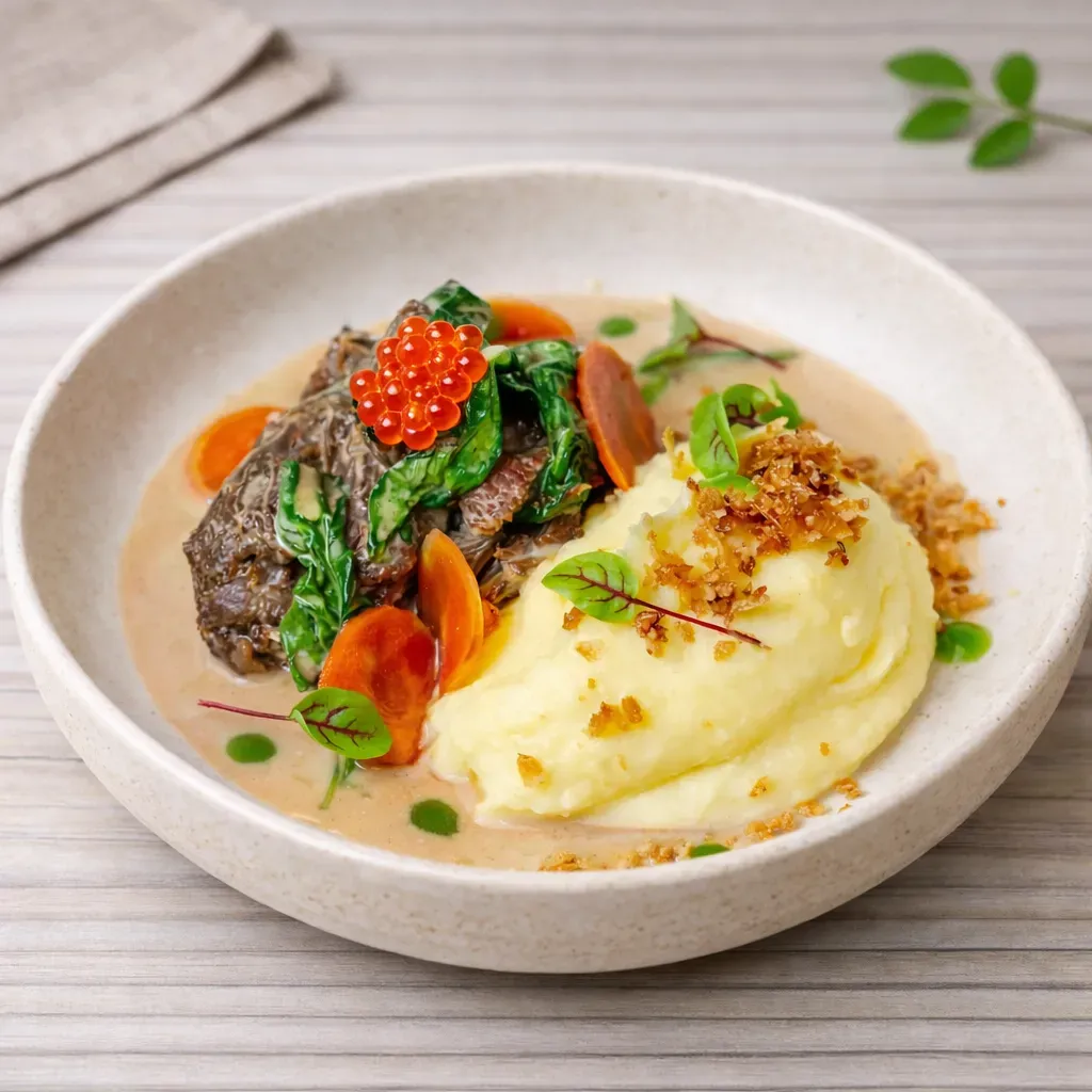 
            
                Кейтеринг Покровка: Говяжьи щеки с пюре из старинного PX — заказать в Нижнем Новгороде
            
             220 г 
        