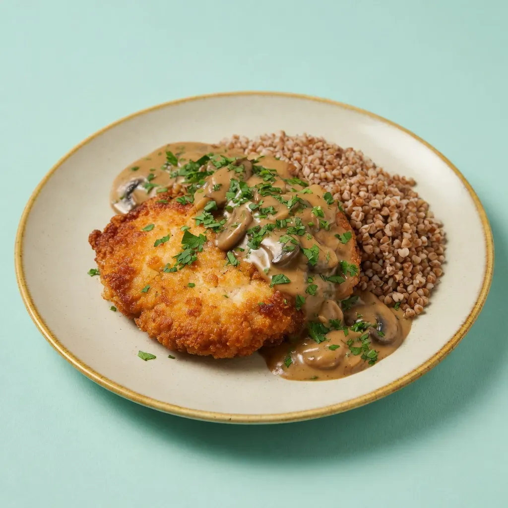 [KN] Котлета куриная с гречкой и грибным соусом