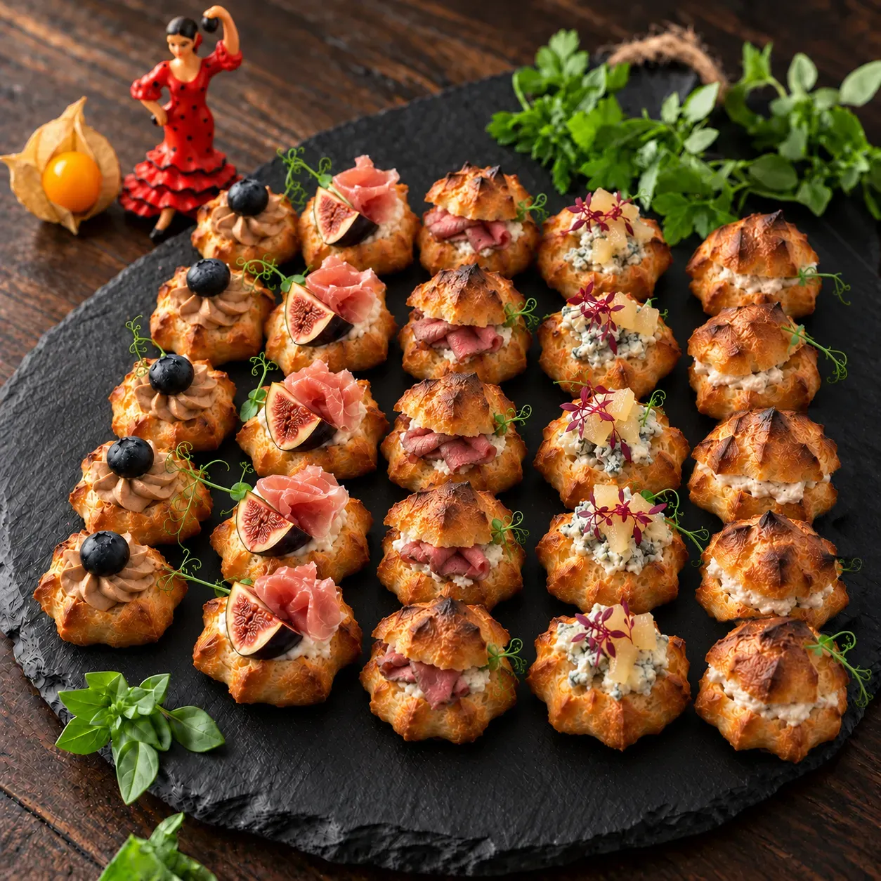 Сет мини-профитролей с мясными деликатесами